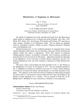 Distribution of Seagrasses in Micronesia 1