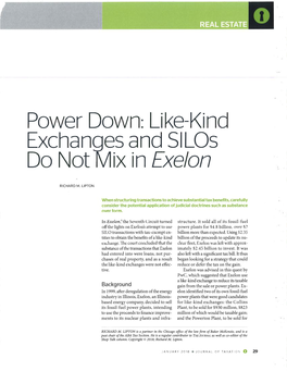 Power Down: Like-Kind Exchanges and Silos Do Not Mix in Exelon by Richard M. Lipton