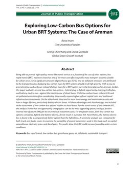 Exploring Low-Carbon Bus Options for Urban BRT Systems: the Case of Amman Journal of Public Transportation