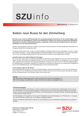 Sieben Neue Busse Für Den Zimmerberg