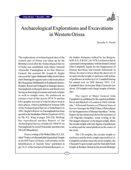 Archaeological Explorations and Excavations in Western Orissa