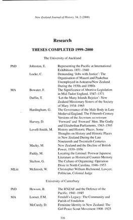 Research, 1999-2000, P 316-328NZJH 34 2 20.Pdf