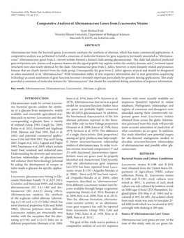 Comparative Analysis of Alternansucrase Genes from Leuconostoc Strains