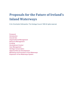 Proposals for the Future of Ireland's Inland Waterways