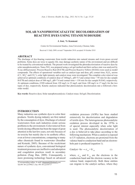 Solar Nanophotocatalytic Decolorisation of Reactive Dyes Using Titanium Dioxide