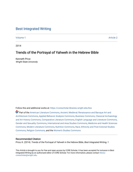 Trends of the Portrayal of Yahweh in the Hebrew Bible