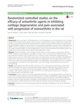 Randomized Controlled Studies on the Efficacy of Antiarthritic Agents In