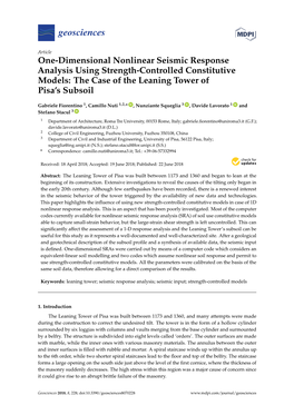 One-Dimensional Nonlinear Seismic Response Analysis Using Strength-Controlled Constitutive Models: the Case of the Leaning Tower of Pisa’S Subsoil