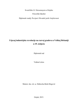 Utjecaj Industrijske Revolucije Na Razvoj Gradova U Velikoj Britaniji U 19. Stoljeću