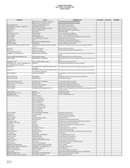 Marine Corps League Library Index