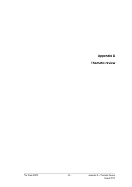 Appendix D – Thematic Review August 2010