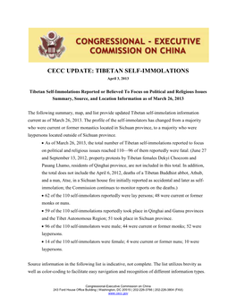 TIBETAN SELF-IMMOLATIONS April 3, 2013