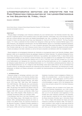 Formalisation of the Lower Cretaceous in the Dolomites (S