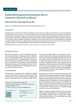 Isolated Bitemporal Hemianopsia Due to Traumatic Chiasmal Syndrome