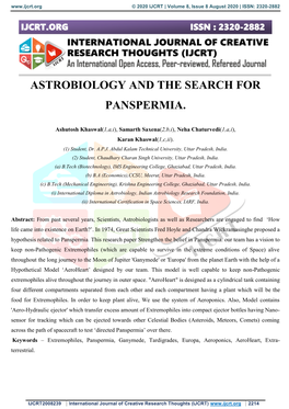 Astrobiology and the Search for Panspermia
