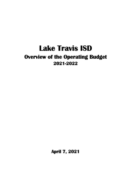 Overview of Operating Budget, April 7, 2021