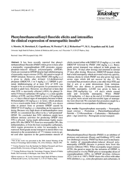 Phenylmethanesulfonyl Fluoride Elicits and Intensifies the Clinical Expression of Neuropathic Insults*