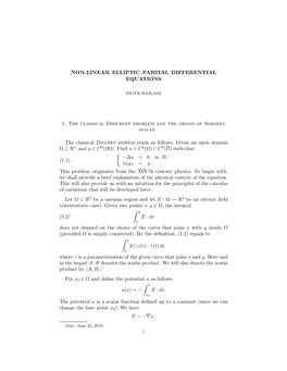 NON-LINEAR ELLIPTIC PARTIAL DIFFERENTIAL EQUATIONS 1. The