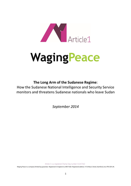 The Long Arm of the Sudanese Regime: How the Sudanese National Intelligence and Security Service Monitors and Threatens Sudanese Nationals Who Leave Sudan