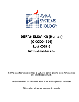 DEFA6 ELISA Kit (Human) OKCD01806