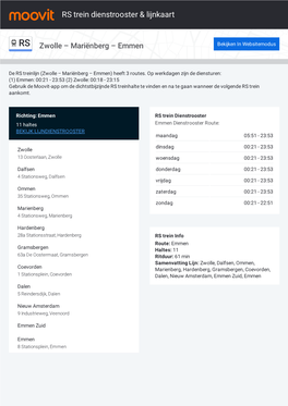 RS Trein Dienstrooster & Lijnroutekaart