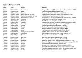 Updated 29Th September 2015 Day Time Group Address Monday 9.00