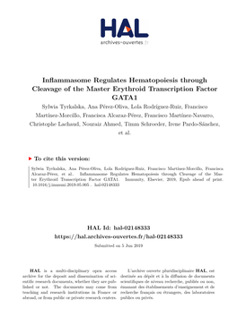 Inflammasome Regulates Hematopoiesis Through Cleavage