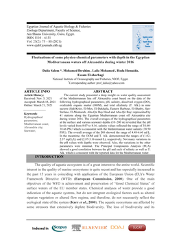 Fluctuations of Some Physico-Chemical Parameters with Depth in the Egyptian Mediterranean Waters Off Alexandria During Winter 2016