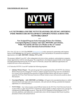 A+E Networks and the Nytvf Team for Create360