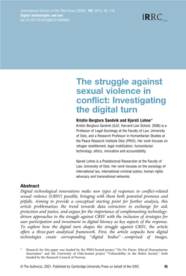 The Struggle Against Sexual Violence in Conflict: Investigating the Digital Turn