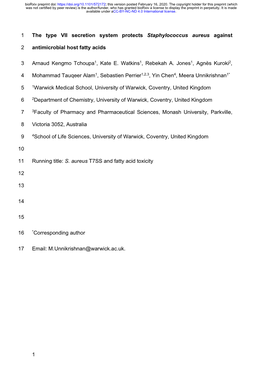 1 the Type VII Secretion System Protects Staphylococcus Aureus Against