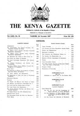 THE KENYA GAZETTE Published by Authority of the Republic of Kenya