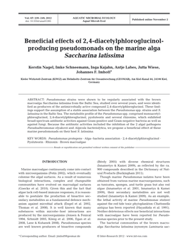 Beneficial Effects of 2, 4-Diacetylphloroglucinol-Producing Pseudomonads on the Marine Alga Saccharina Latissima