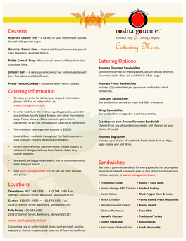 A Printable Catering Menu