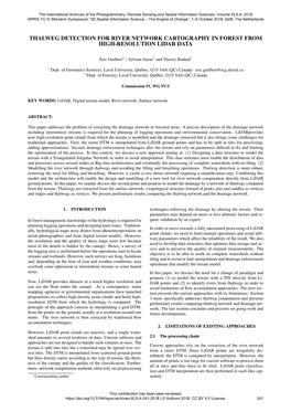 Thalweg Detection for River Network Cartography in Forest from High-Resolution Lidar Data