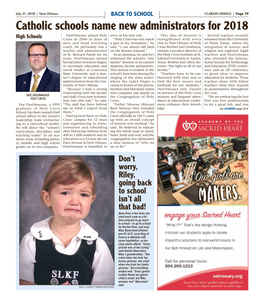 Catholic Schools Name New Administrators for 2018 Desormeaux Joined Holy Serve in His New Role
