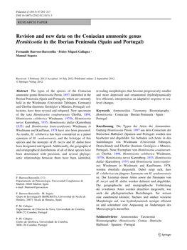 Revision and New Data on the Coniacian Ammonite Genus Hemitissotia in the Iberian Peninsula (Spain and Portugal)