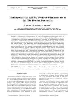 Timing of Larval Release by Three Barnacles from the NW Iberian Peninsula