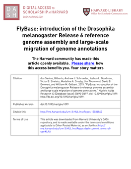 Flybase: Introduction of the Drosophila Melanogaster Release 6 Reference Genome Assembly and Large-Scale Migration of Genome Annotations