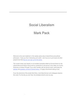 Social Liberalism Mark Pack