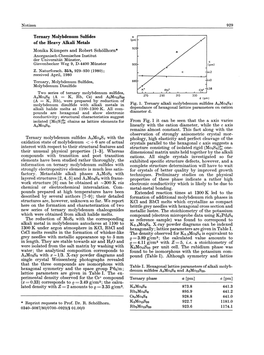 Ternary Molybdenum Sulfides of the Heavy Alkali Metals Monika Kümpers and Robert Schöllhorn* Anorganisch-Chemisches Institut Der Universität Münster