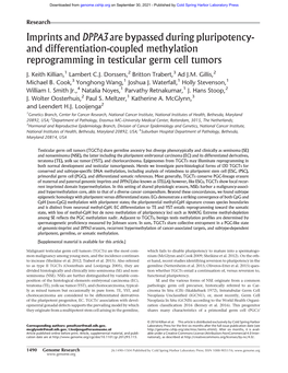 Imprints and DPPA3 Are Bypassed During Pluripotency- and Differentiation-Coupled Methylation Reprogramming in Testicular Germ Cell Tumors