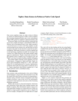 Tuplex: Data Science in Python at Native Code Speed