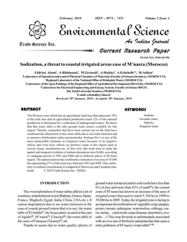 Sodization, a Threat to Coastal Irrigated Areas Case of M