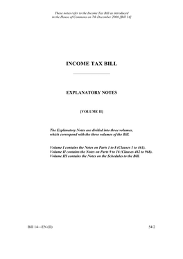 Income Tax Bill As Introduced in the House of Commons on 7Th December 2006 [Bill 14]