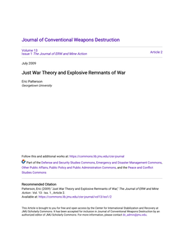 Just War Theory and Explosive Remnants of War