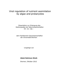 Viral Regulation of Nutrient Assimilation by Algae and Prokaryotes