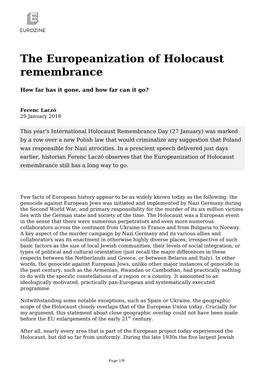 The Europeanization of Holocaust Remembrance