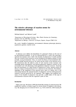 The Selective Advantage of Reaction Norms for Environmental Tolerance