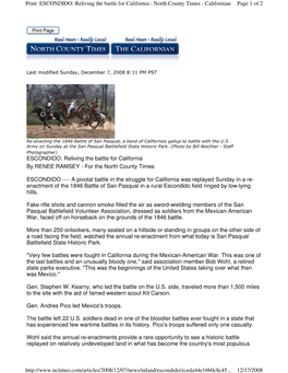 ESCONDIDO: Reliving the Battle for California : North County Times - Californian Page 1 of 2